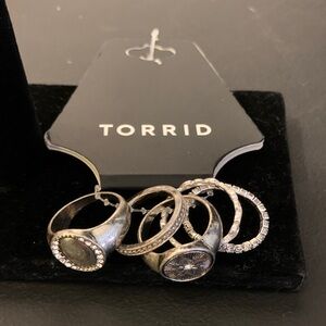 Torrid Black and Silver Women's Ring Collection set of 5